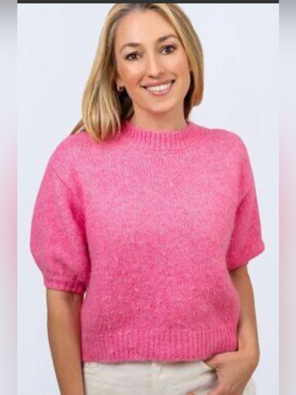 Zara Bright Hot Pink Crewneck Sweater